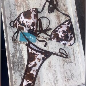 Cow print cheeky bikini